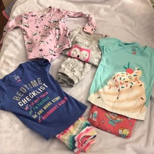 Bundle - 4 pairs girls pajamas long and short slv